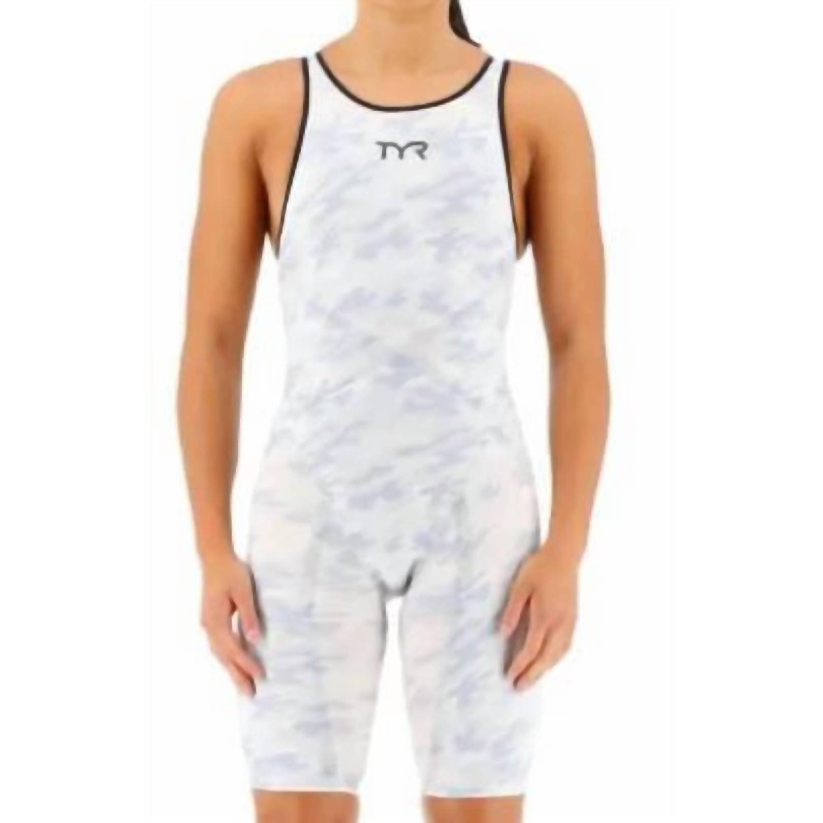 New Tyr Women's Venzo Camo Closed Back Swimsuit In White